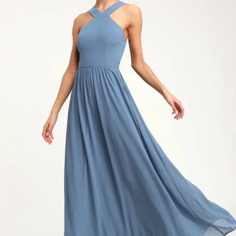Lulu's Air Of Romance Womens Maxi Formal Dress Sz L Chiffon Wedding - Picture 13 of 14